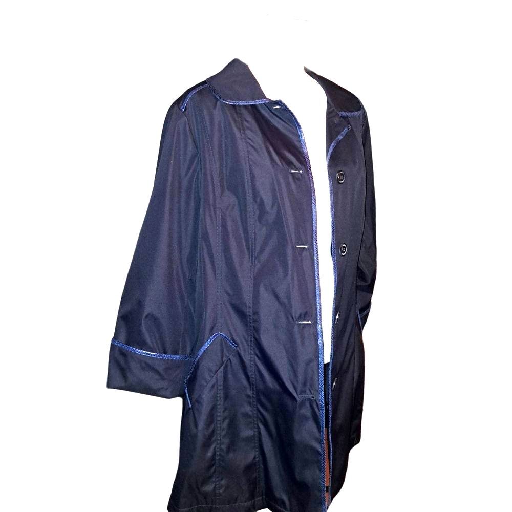 SALE!! NWOT-Dennis Basso Navy-Blue Water-Resistant Removable Faux Fur Lining XL